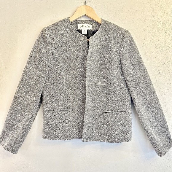 Orvis Black & White Tweed Fully Lined‎ 100% Wool Three Piece Suit Set , Size 8 - Picture 1 of 16